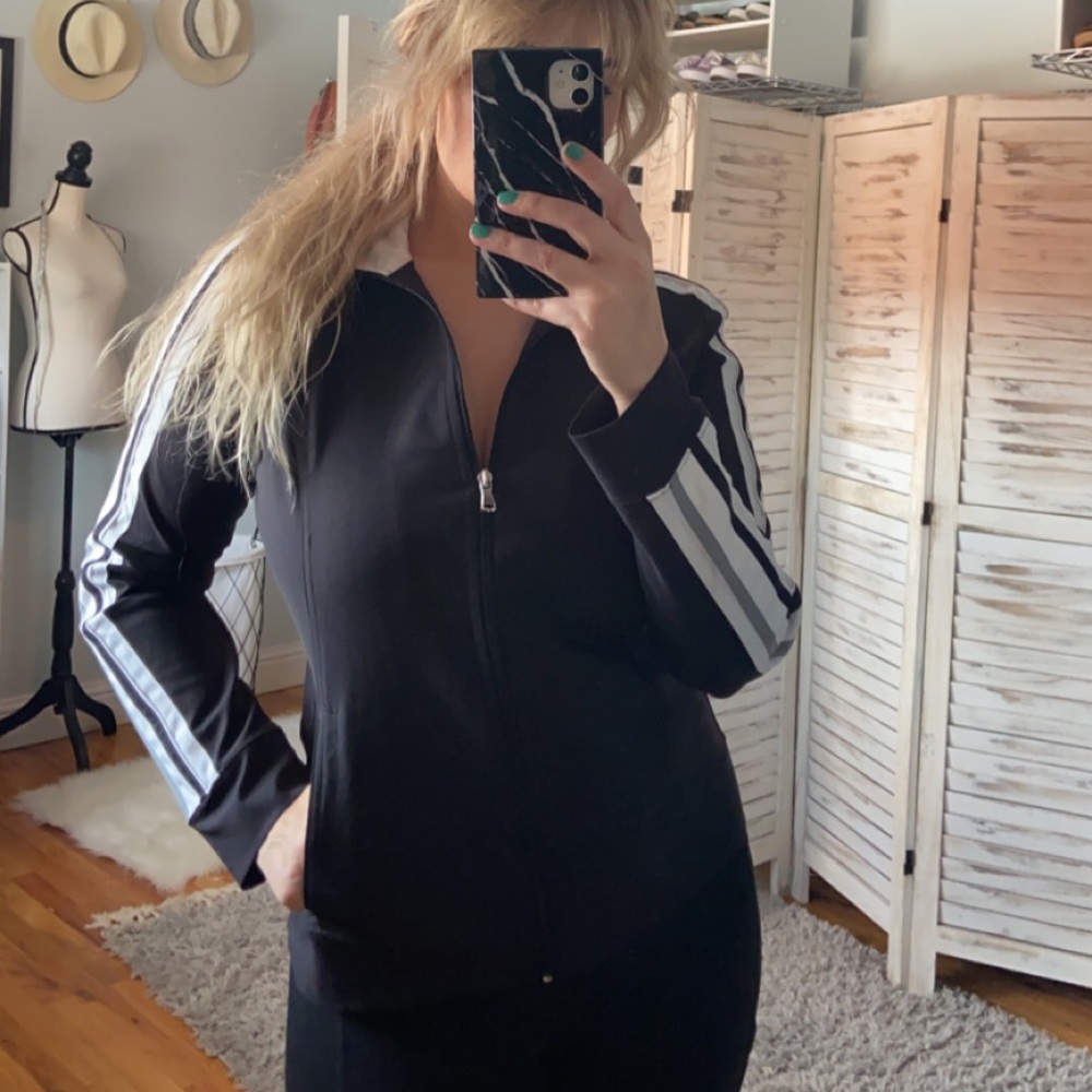 SJB Active | Black & White Striped Zip-Up Athletic Jacket – Size Small - Picture 3 of 9